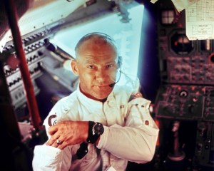 Buzz Aldrin wearing his Omega Speedmaster on board Apollo 11