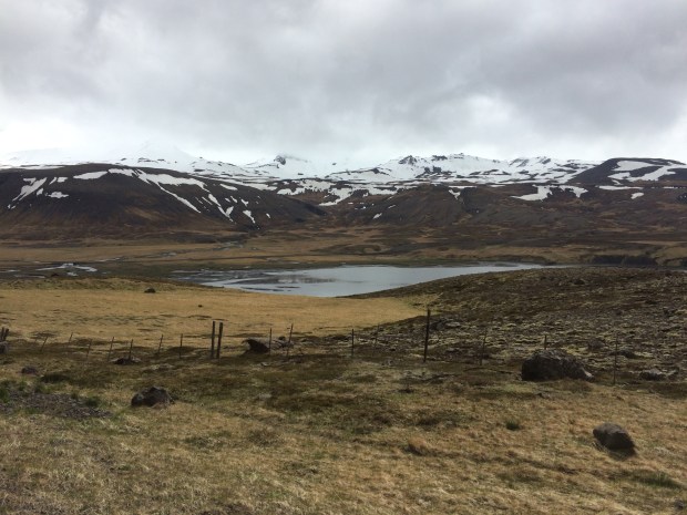 Snow covered mountains near Stykkisholmur