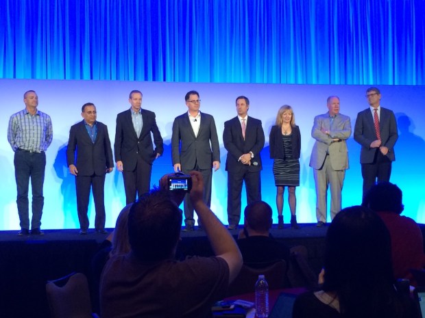 Dell senior team on stage during the press conference, answering questions from the audience